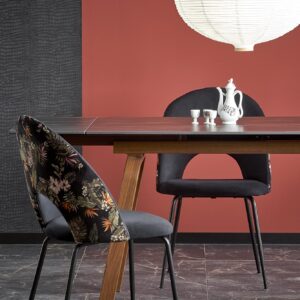 Ruokapöytä JOREN, musta marmori / pähkinäpuu