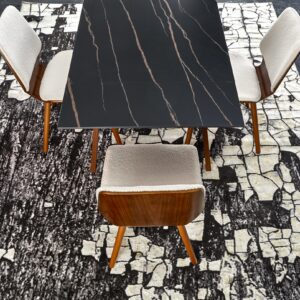 Ruokapöytä JOREN, musta marmori / pähkinäpuu