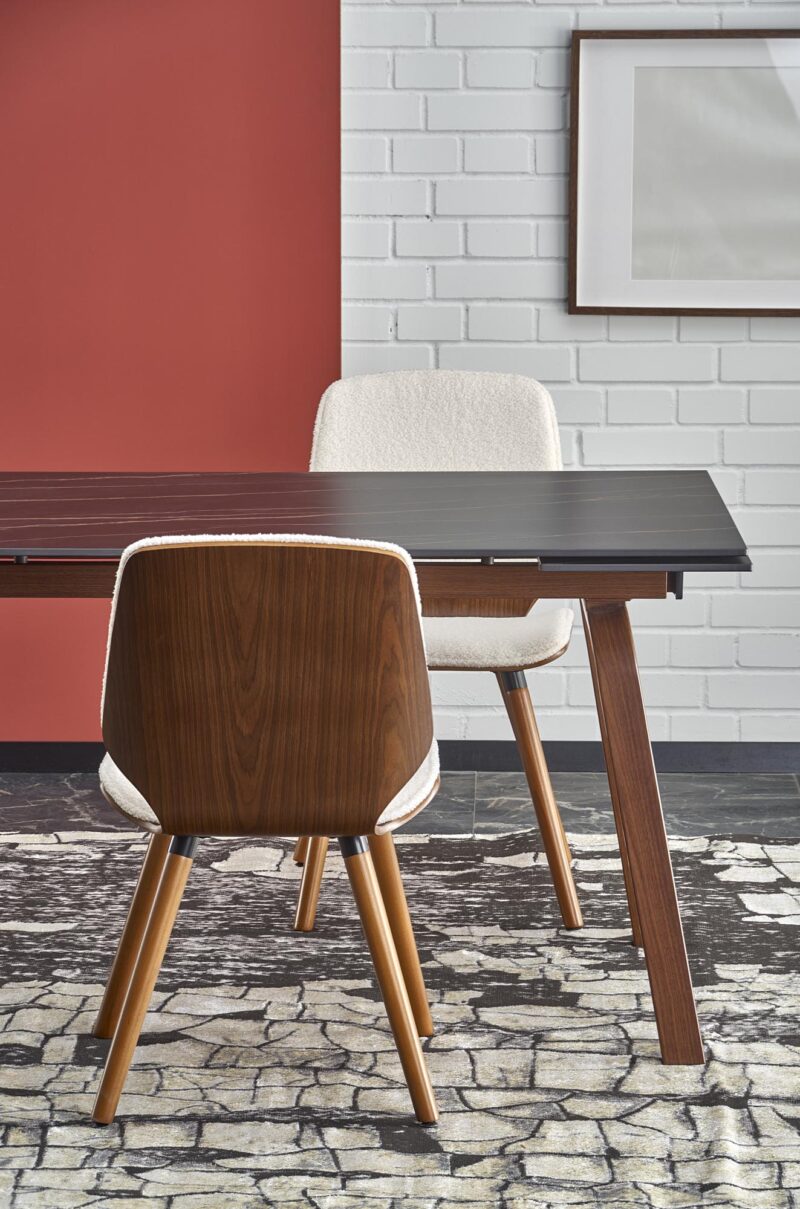 Ruokapöytä JOREN, musta marmori / pähkinäpuu