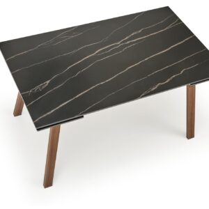 Ruokapöytä JOREN, musta marmori / pähkinäpuu