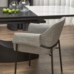 Pidentävä ruokapöytä OSMIR, valkoinen marmori / musta