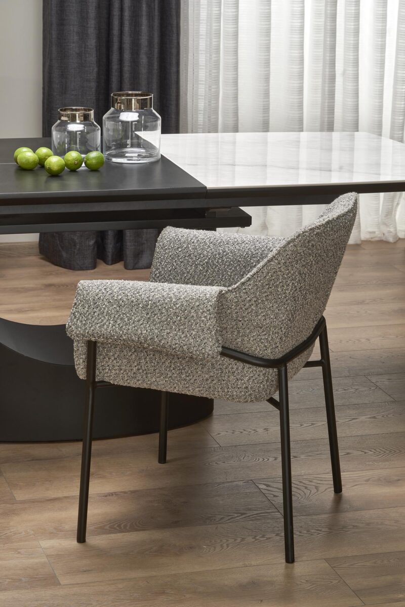 Pidentävä ruokapöytä OSMIR, valkoinen marmori / musta