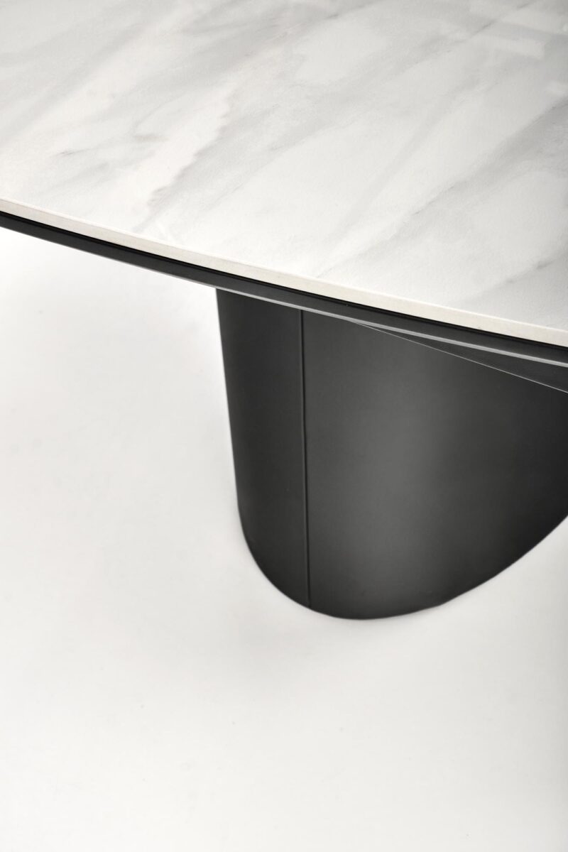 Pidentävä ruokapöytä OSMIR, valkoinen marmori / musta