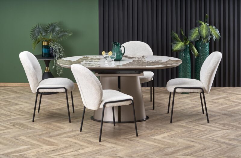 Pidentävä Ruokapöytä ROBION, beige marmori