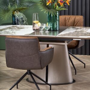 Pidentävä Ruokapöytä ROBION, beige marmori