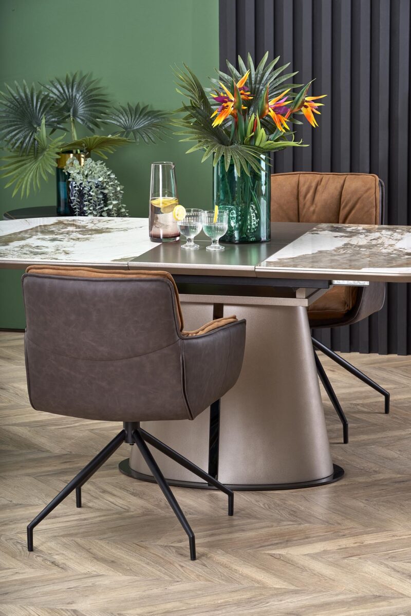 Pidentävä Ruokapöytä ROBION, beige marmori