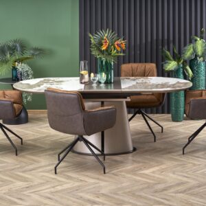 Pidentävä Ruokapöytä ROBION, beige marmori