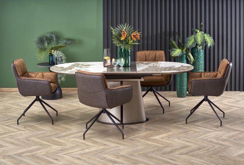 Pidentävä Ruokapöytä ROBION, beige marmori