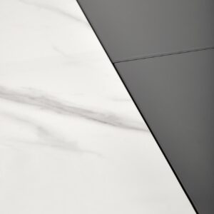 Pitempi ruokapöytä DANCAN, valkoinen marmori