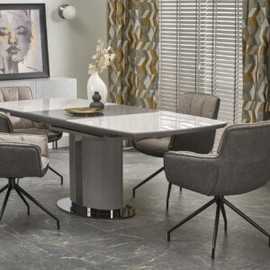 Pitempi ruokapöytä DANCAN, valkoinen marmori