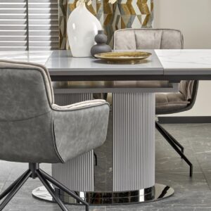 Pitempi ruokapöytä DANCAN, valkoinen marmori