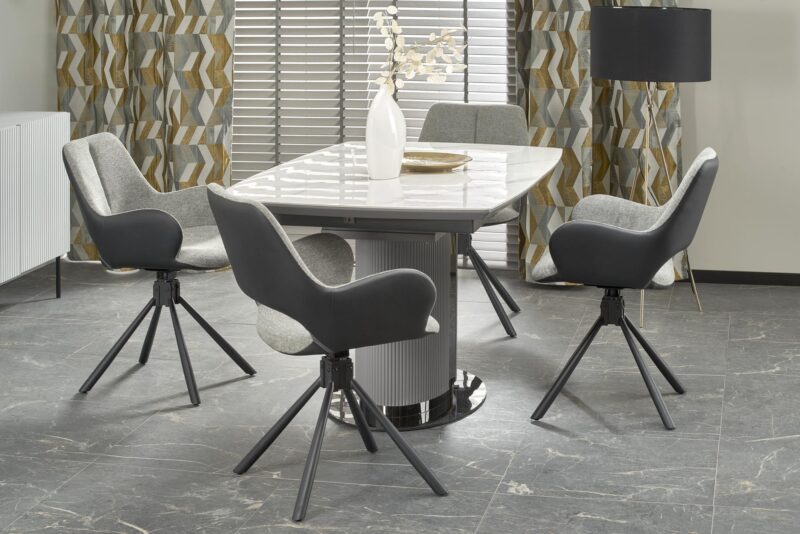 Pitempi ruokapöytä DANCAN, valkoinen marmori