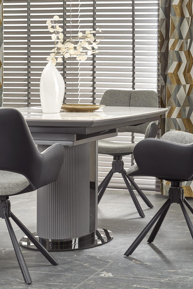 Pitempi ruokapöytä DANCAN, valkoinen marmori