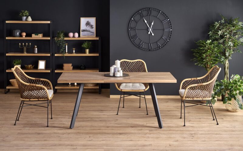 Pidentävä Ruokapöytä ALTENO, pähkinä / musta