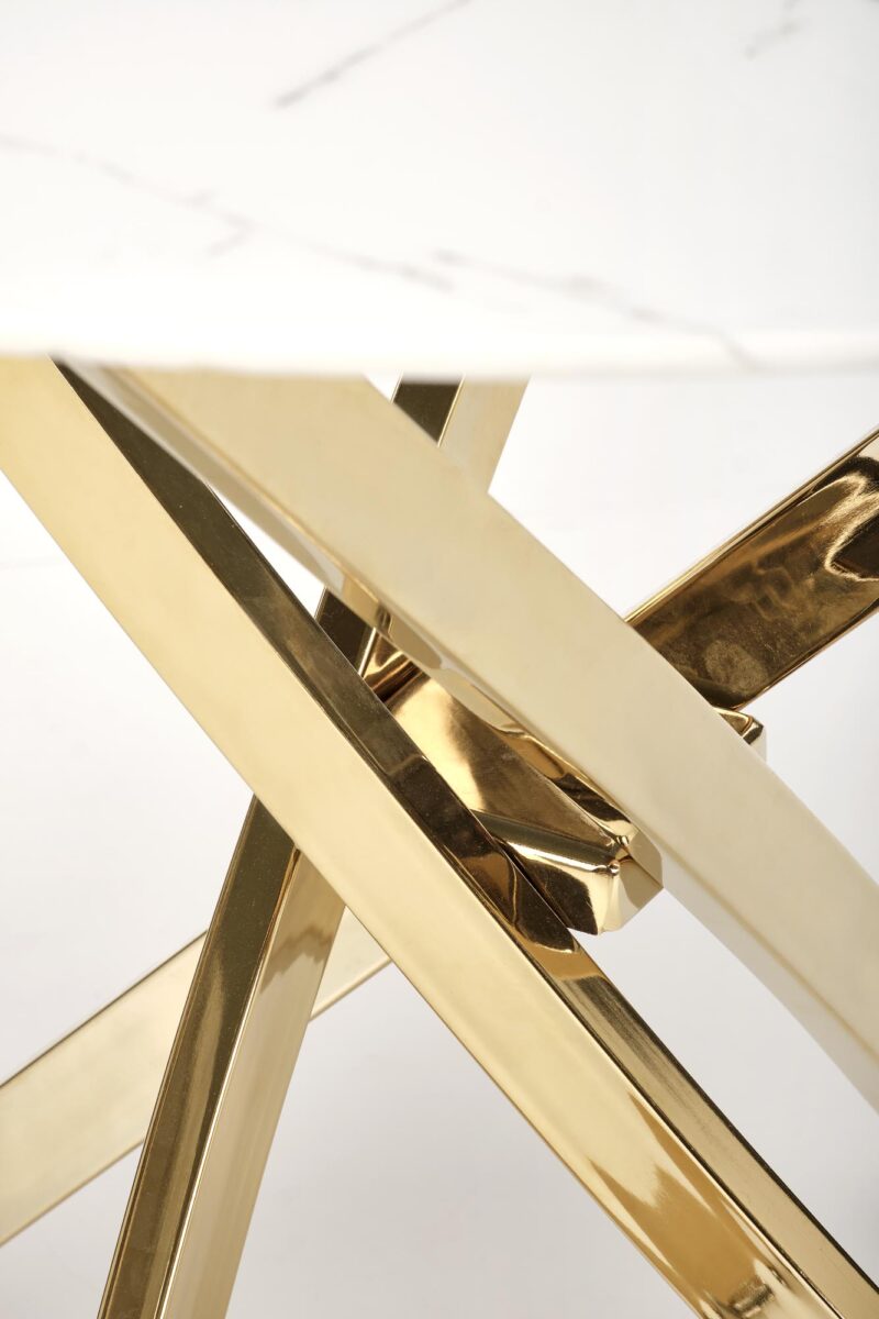 Ruokapöytä RAIMOND, valkoinen marmori / kulta