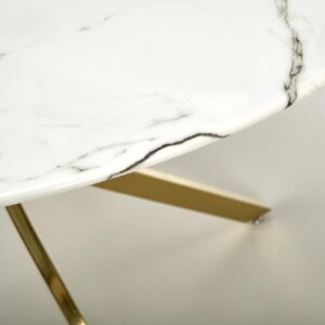 Ruokapöytä RAIMOND, valkoinen marmori / kulta