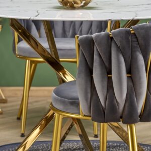 Ruokapöytä RAIMOND, valkoinen marmori / kulta