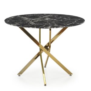 Ruokapöytä RAIMOND, musta marmori / kultainen