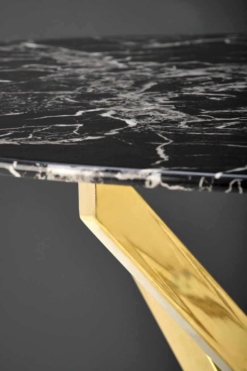 Ruokapöytä RAIMOND, musta marmori / kultainen