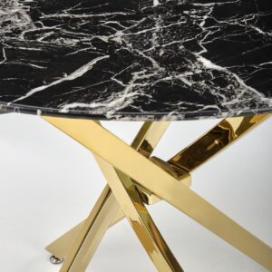 Ruokapöytä RAIMOND, musta marmori / kultainen
