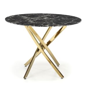 Ruokapöytä RAIMOND, musta marmori / kultainen