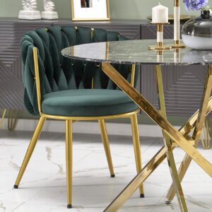 Ruokapöytä RAIMOND, musta marmori / kultainen