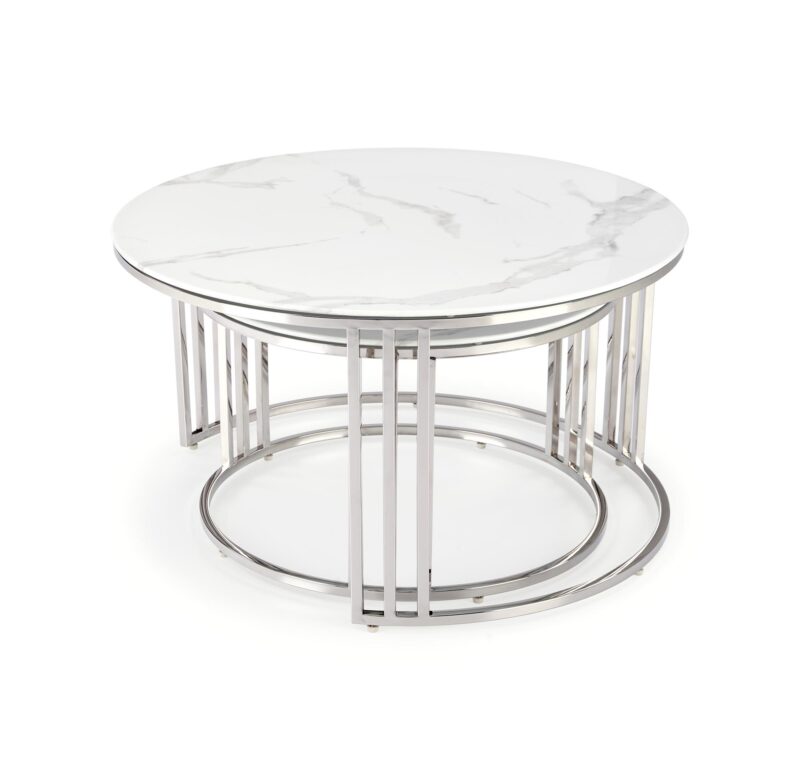 Kahvilatikoott MERCURY, hopea / valkoinen marmori