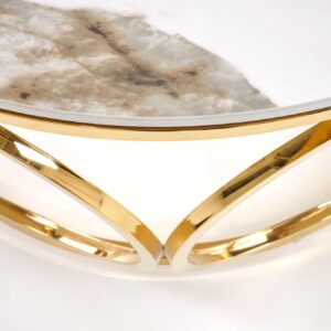 Kahvilapöytä VENORA 2, valkoinen marmori / kulta