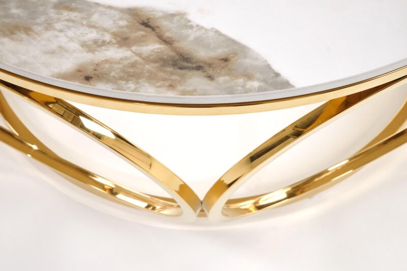 Kahvilapöytä VENORA 2, valkoinen marmori / kulta