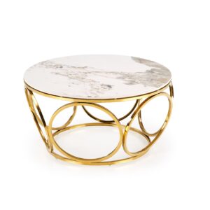Kahvilapöytä VENORA 2, valkoinen marmori / kulta