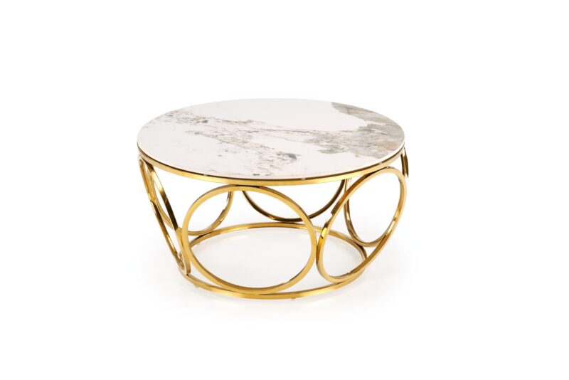 Kahvilapöytä VENORA 2, valkoinen marmori / kulta