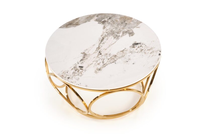 Kahvilapöytä VENORA 2, valkoinen marmori / kulta