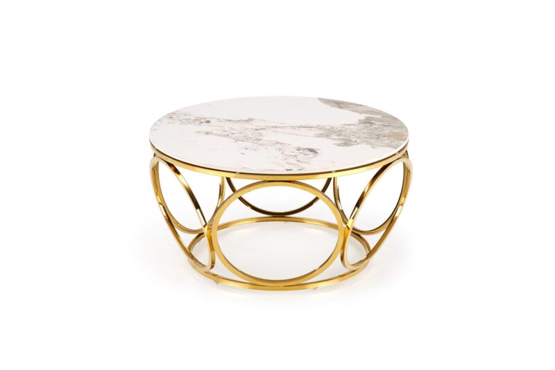 Kahvilapöytä VENORA 2, valkoinen marmori / kulta