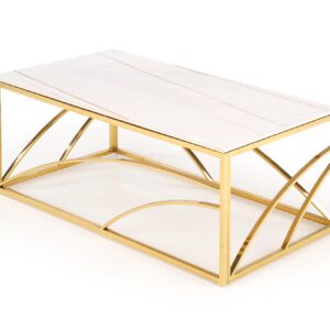 Kahvi-pöytä UNIVERON 2, valkoinen marmori / kulta