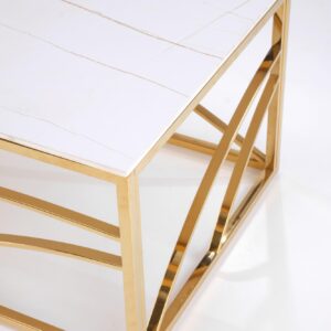 Kahvi-pöytä UNIVERON 2, valkoinen marmori / kulta