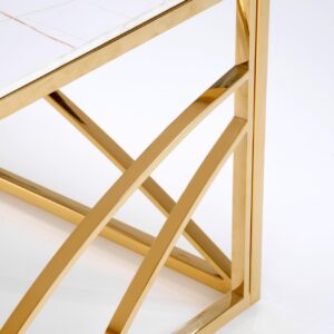 Kahvi-pöytä UNIVERON 2, valkoinen marmori / kulta