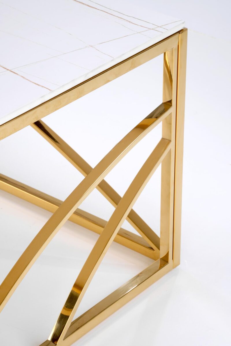 Kahvi-pöytä UNIVERON 2, valkoinen marmori / kulta