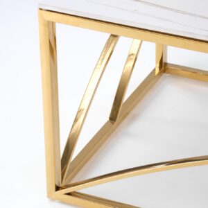 Kahvi-pöytä UNIVERON 2, valkoinen marmori / kulta