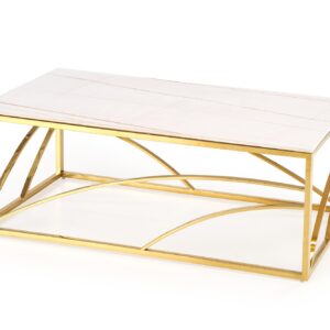 Kahvi-pöytä UNIVERON 2, valkoinen marmori / kulta