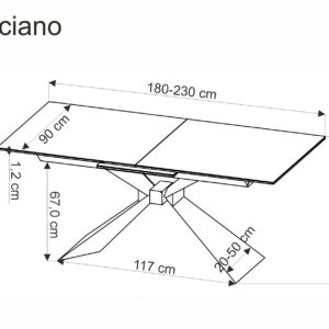 Ruokapöytä NORVIN, sininen marmori / musta