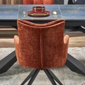 Ruokapöytä NORVIN, sininen marmori / musta