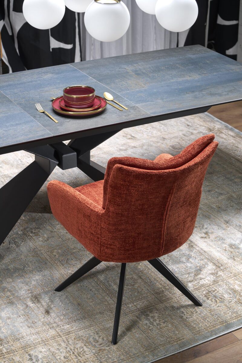 Ruokapöytä NORVIN, sininen marmori / musta