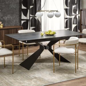 Ruokapöytä NORVIN, sininen marmori / musta