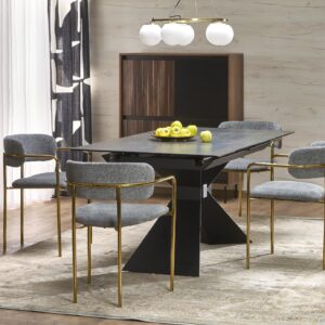 Ruokapöytä NORVIN, sininen marmori / musta