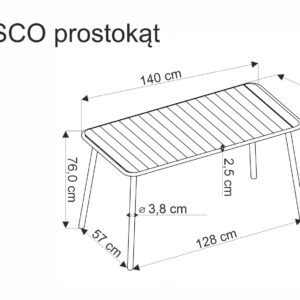 Ruokapöytä AUROSO, suorakulmainen / musta