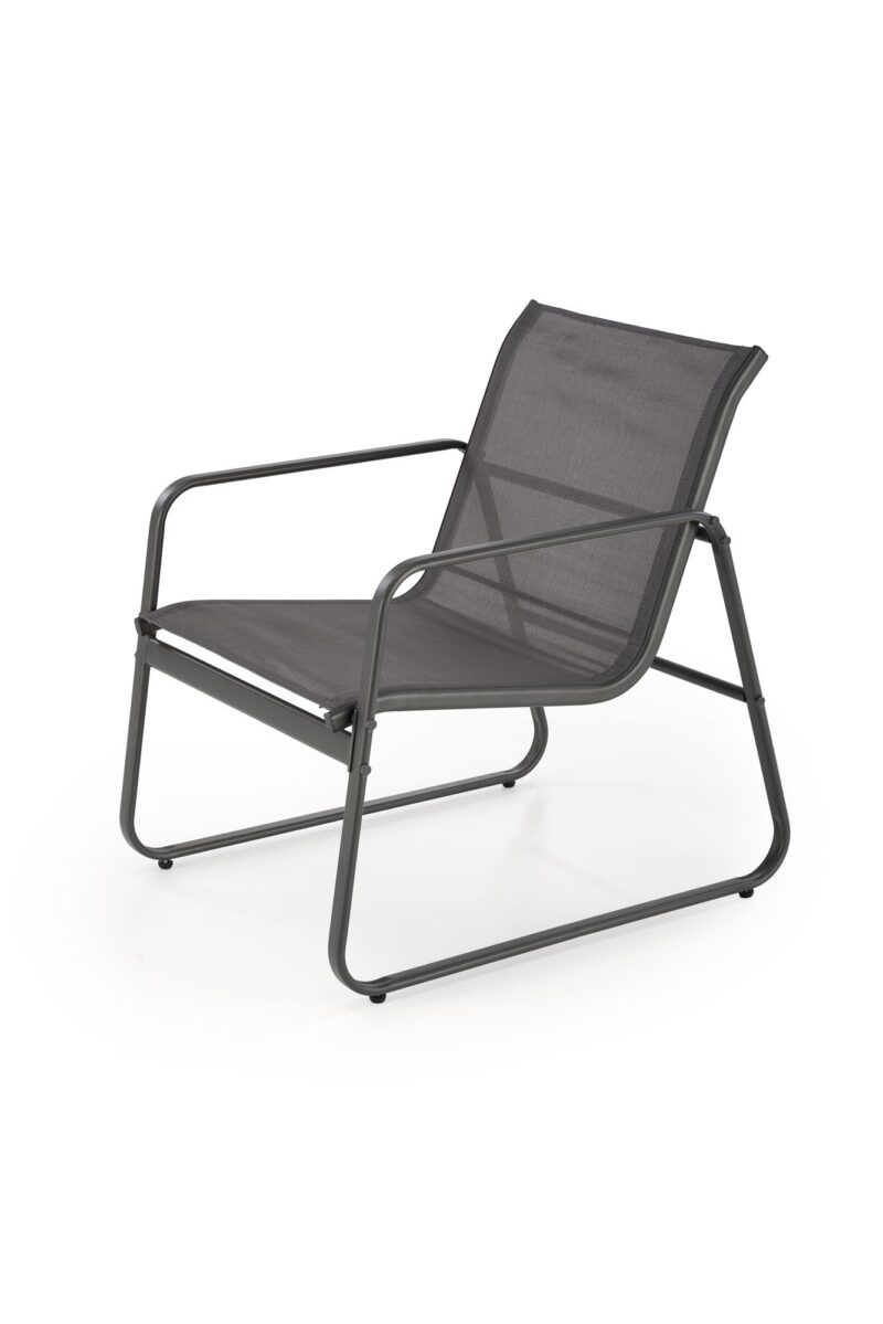 Puutarhakalustekokonaisuus CONOR (sohva + 2 nojatuolia + kahvipöytä), tummanharmaa / vaaleansininen