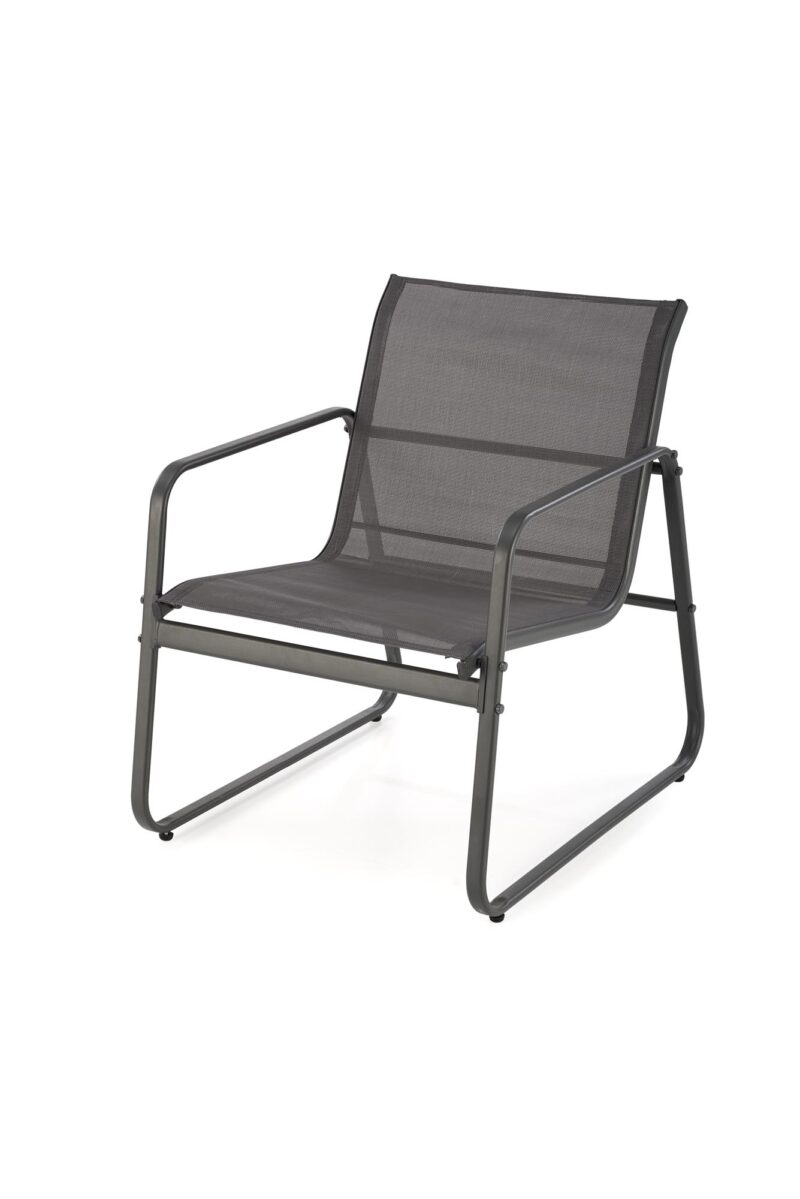 Puutarhakalustekokonaisuus CONOR (sohva + 2 nojatuolia + kahvipöytä), tummanharmaa / vaaleansininen