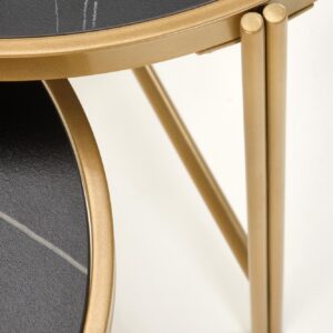 Kahvitablettikokonaisuus FATIMA, musta marmori / kulta