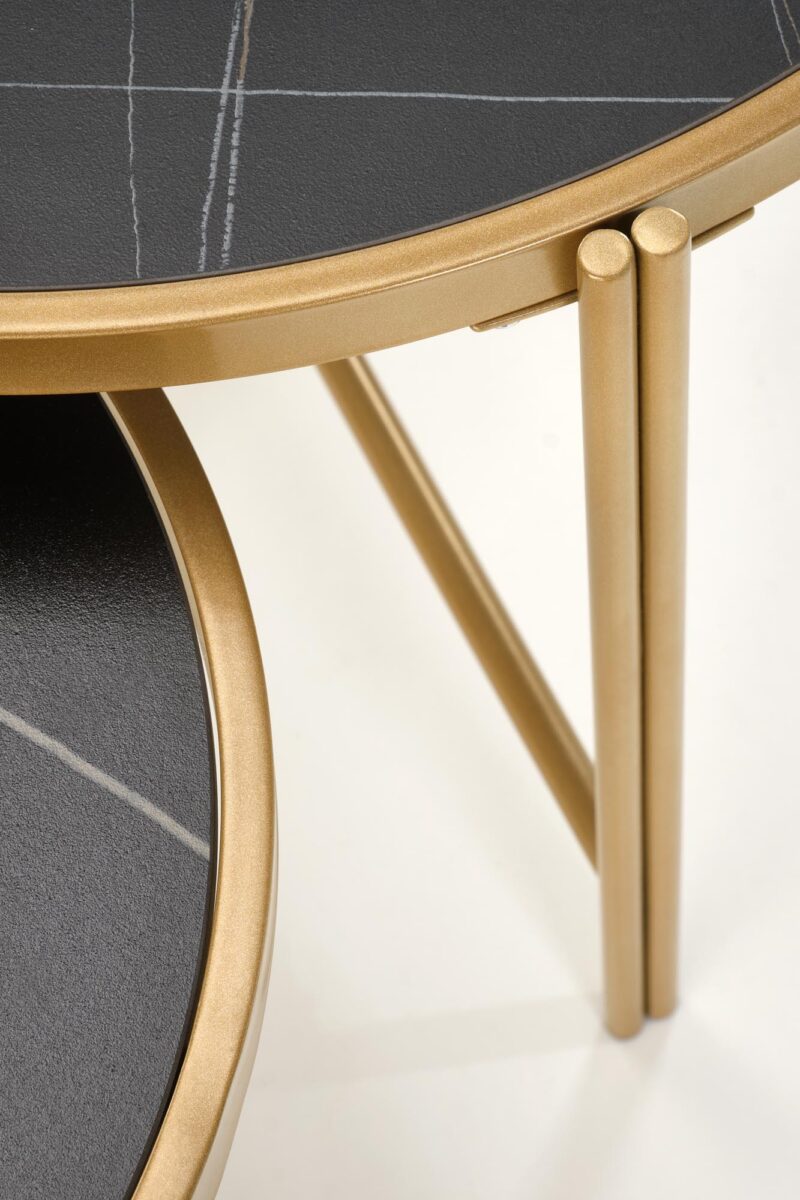 Kahvitablettikokonaisuus FATIMA, musta marmori / kulta