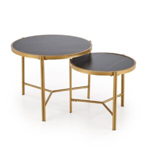 Kahvitablettikokonaisuus FATIMA, musta marmori / kulta